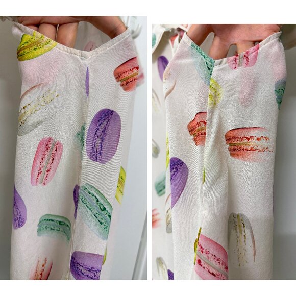 Alice + Olivia Eli Flutter Sleeve Shirt Blouse Silk Sunday Macaroons Macaron M - Picture 9 of 15